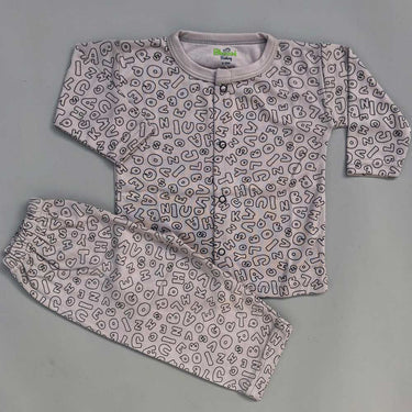 Night Suit For Baby – Grey Alphabet Design