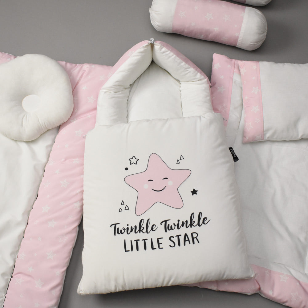 7Pcs Bedding Set - Twinkle Pink Design
