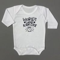 Baby Romper White Alarm Clock Design - Full Sleeves