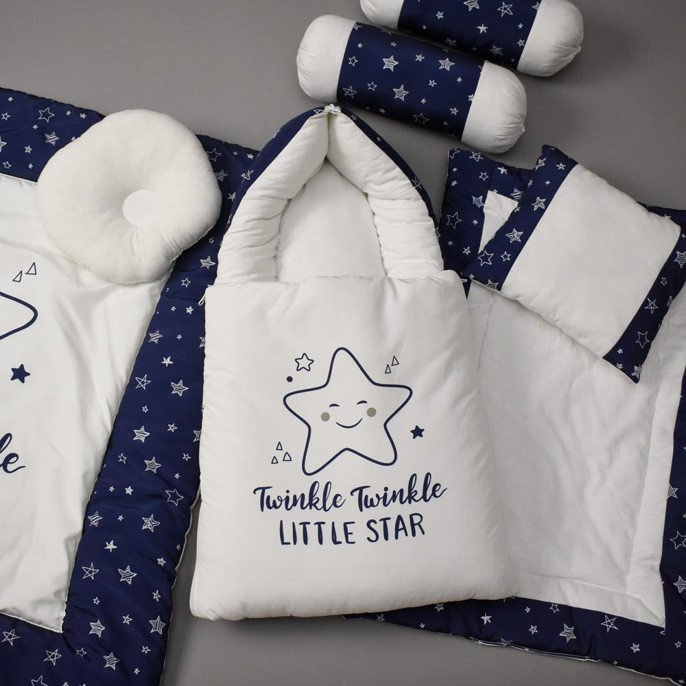 7Pcs Bedding Set - Twinkle Blue Design