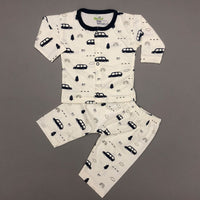 Night Suit For Baby – Navy Blue Cars Design