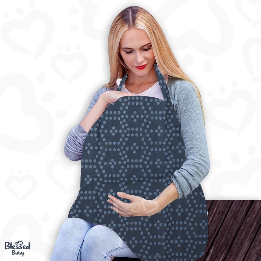 Feeding Apron / Nursing Cover – Blue Dotted Honeycomb Design