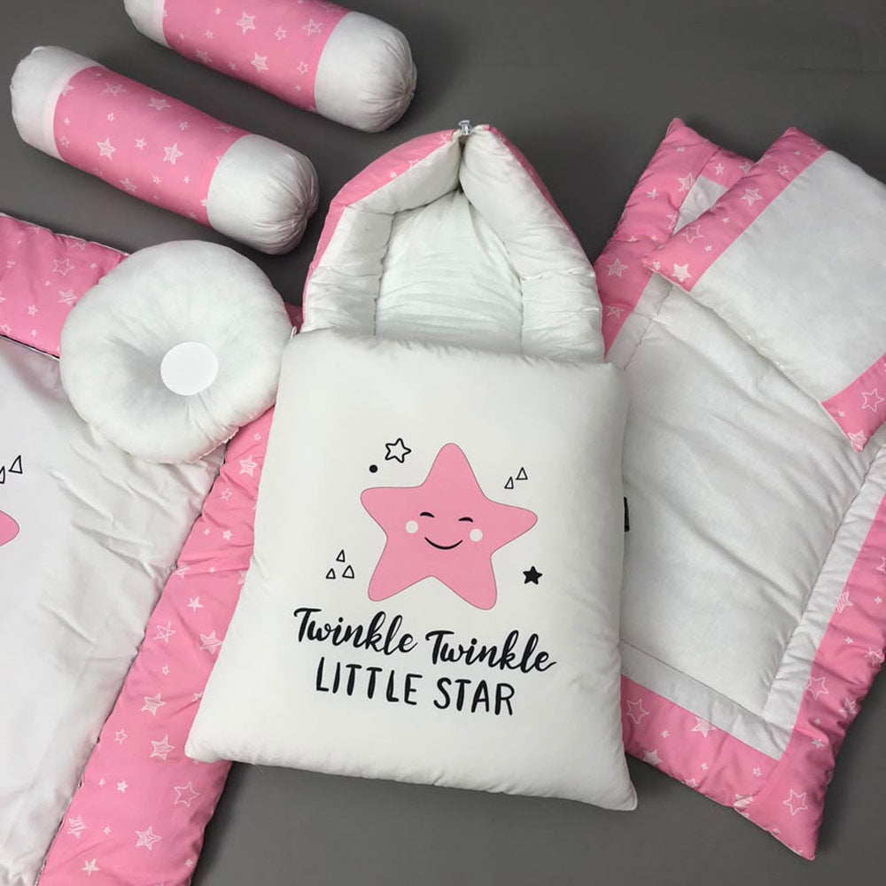 7Pcs Bedding Set - Twinkle Pink Design