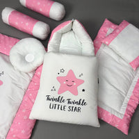 7Pcs Bedding Set - Twinkle Pink Design