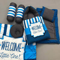 7Pcs Bedding Set - Welcome Blue Design