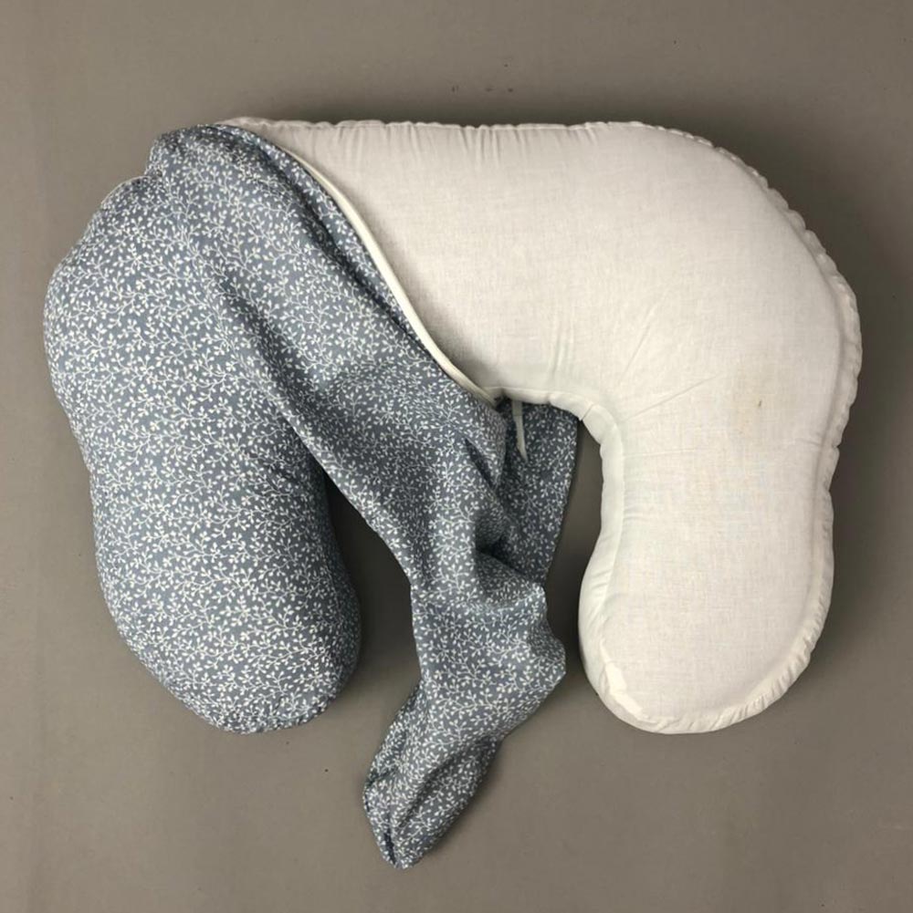 Nursing Pillow - Slate Blue Ditsy Vine Print