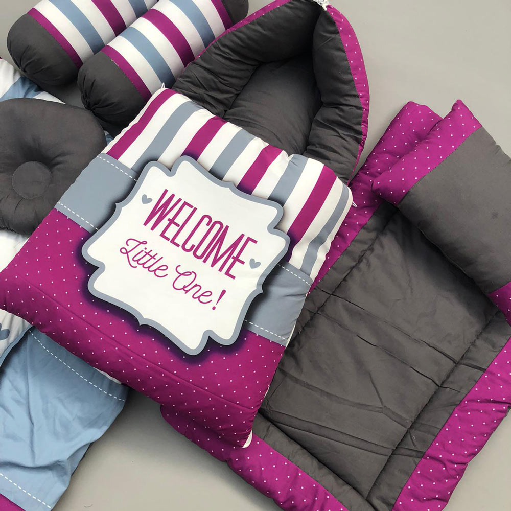 7Pcs Bedding Set - Welcome Purple Design