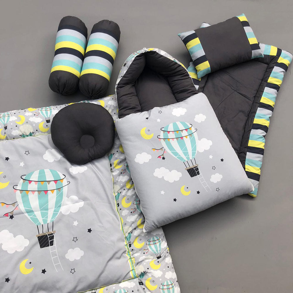 7Pcs Bedding Set - Air Balloon Design