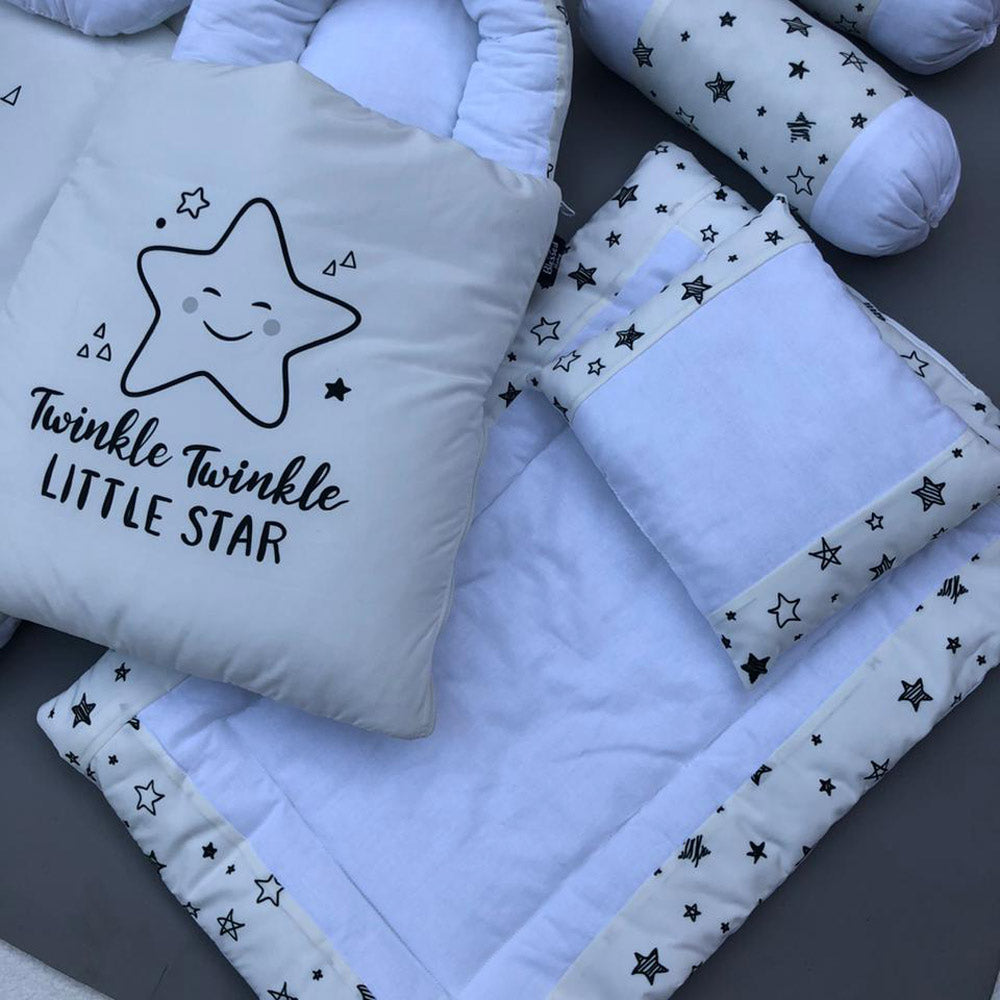7Pcs Bedding Set - Twinkle White Design