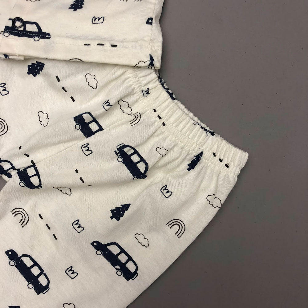 Night Suit For Baby – Navy Blue Cars Design