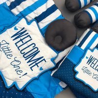 7Pcs Bedding Set - Welcome Blue Design