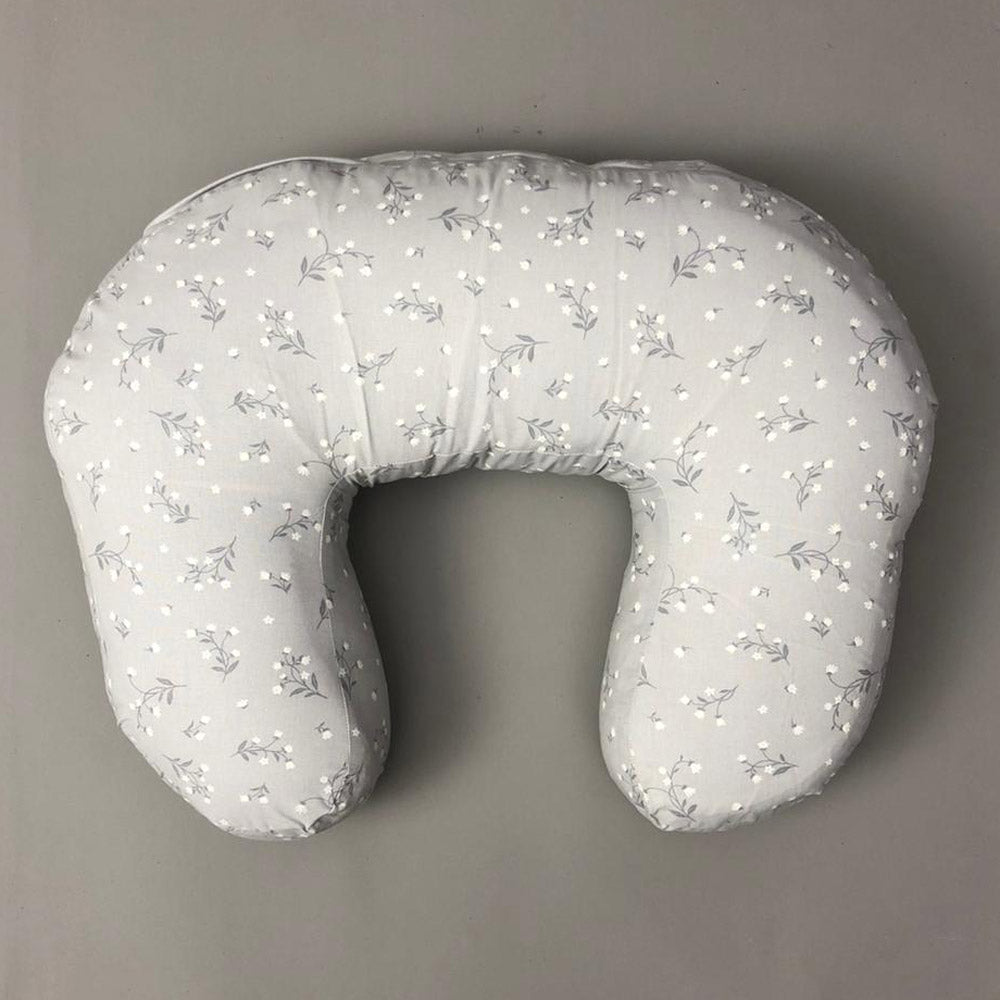 Nursing Pillow - Soft Grey Meadow Floral Print