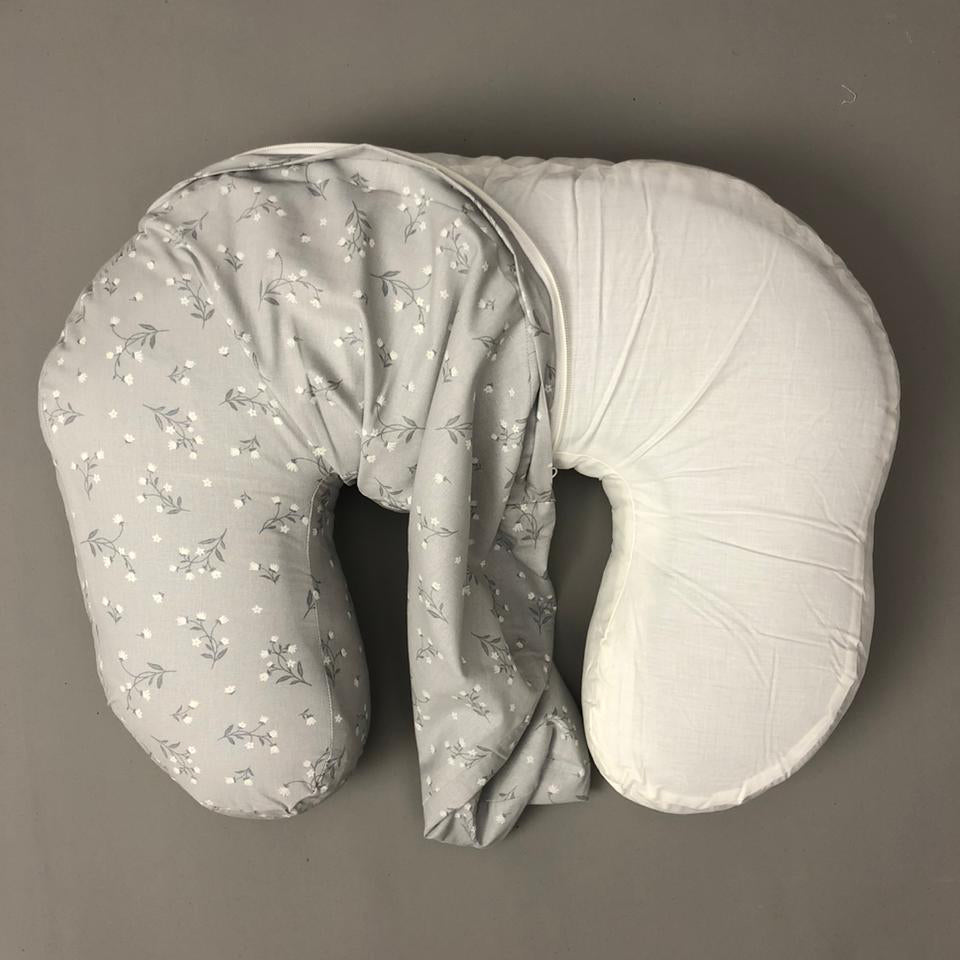 Nursing Pillow - Soft Grey Meadow Floral Print