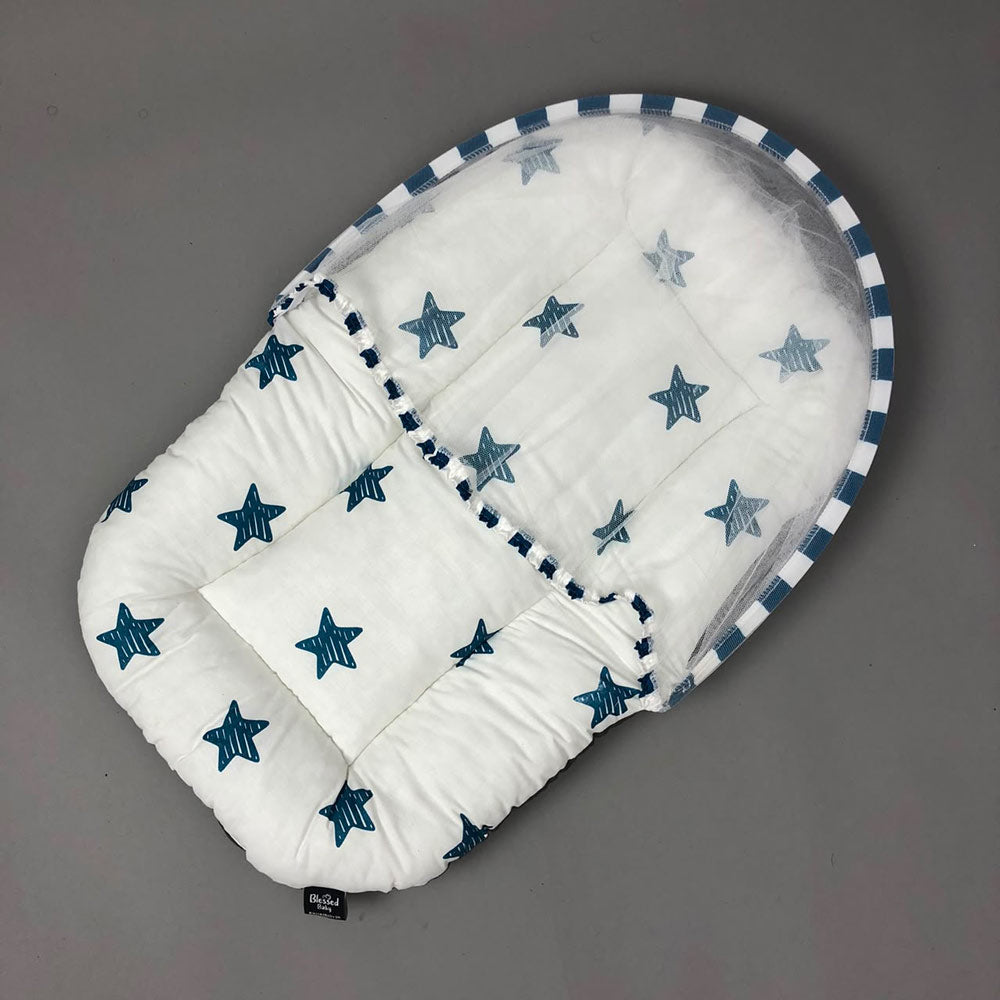 Mosquito Bed Net - Stars Blue Design