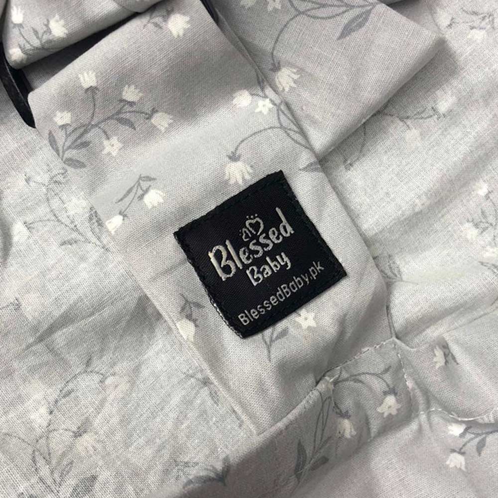 Feeding Apron / Nursing Cover – Soft Grey Meadow Floral Print