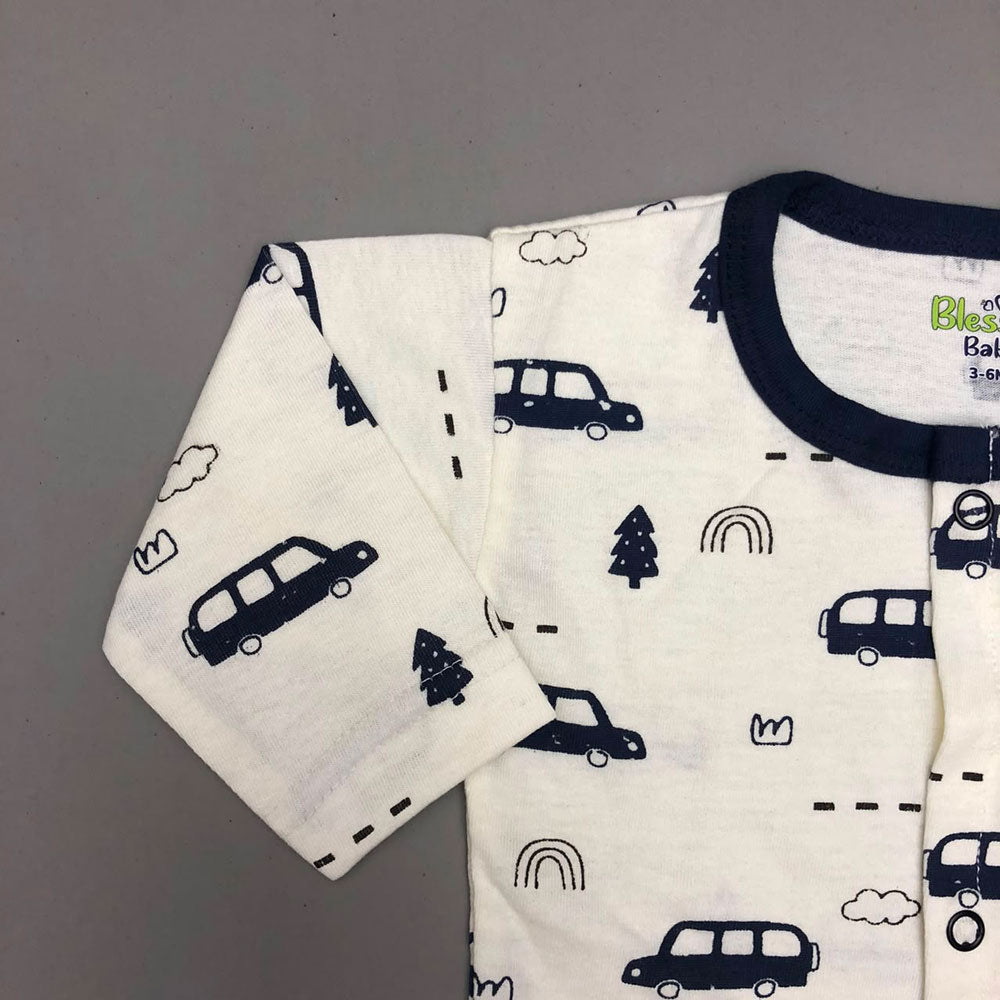 Night Suit For Baby – Navy Blue Cars Design