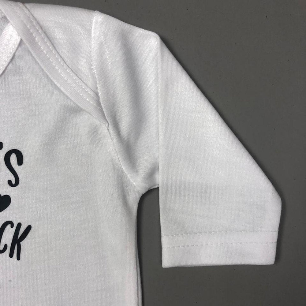Baby Romper White Alarm Clock Design - Full Sleeves