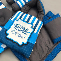 7Pcs Bedding Set - Welcome Blue Design