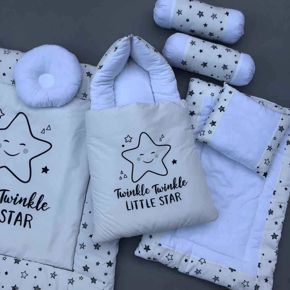 7Pcs Bedding Set - Twinkle White Design