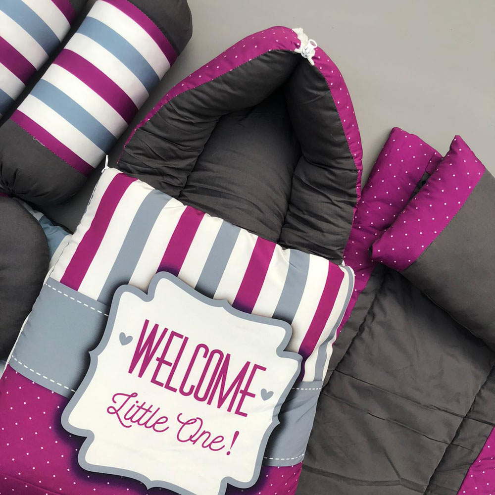 7Pcs Bedding Set - Welcome Purple Design