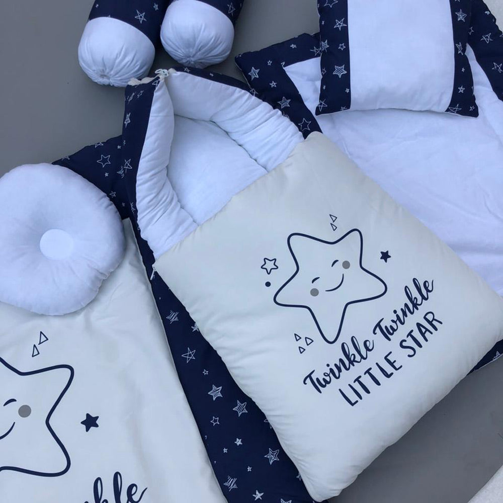 7Pcs Bedding Set - Twinkle Blue Design