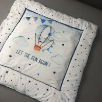 7Pcs Bedding Set - Air Balloon Blue Design