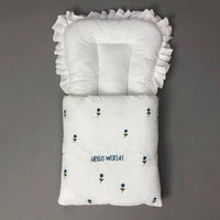 Baby Carry Nest – Hand Embroidery - Blue Flower Design