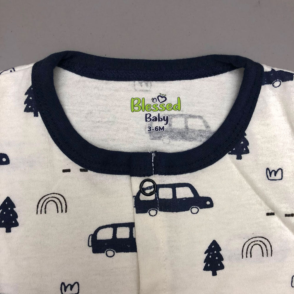 Night Suit For Baby – Navy Blue Cars Design