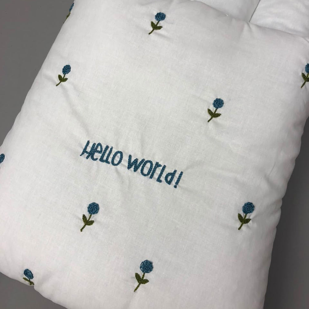 Baby Carry Nest – Hand Embroidery - Blue Flower Design