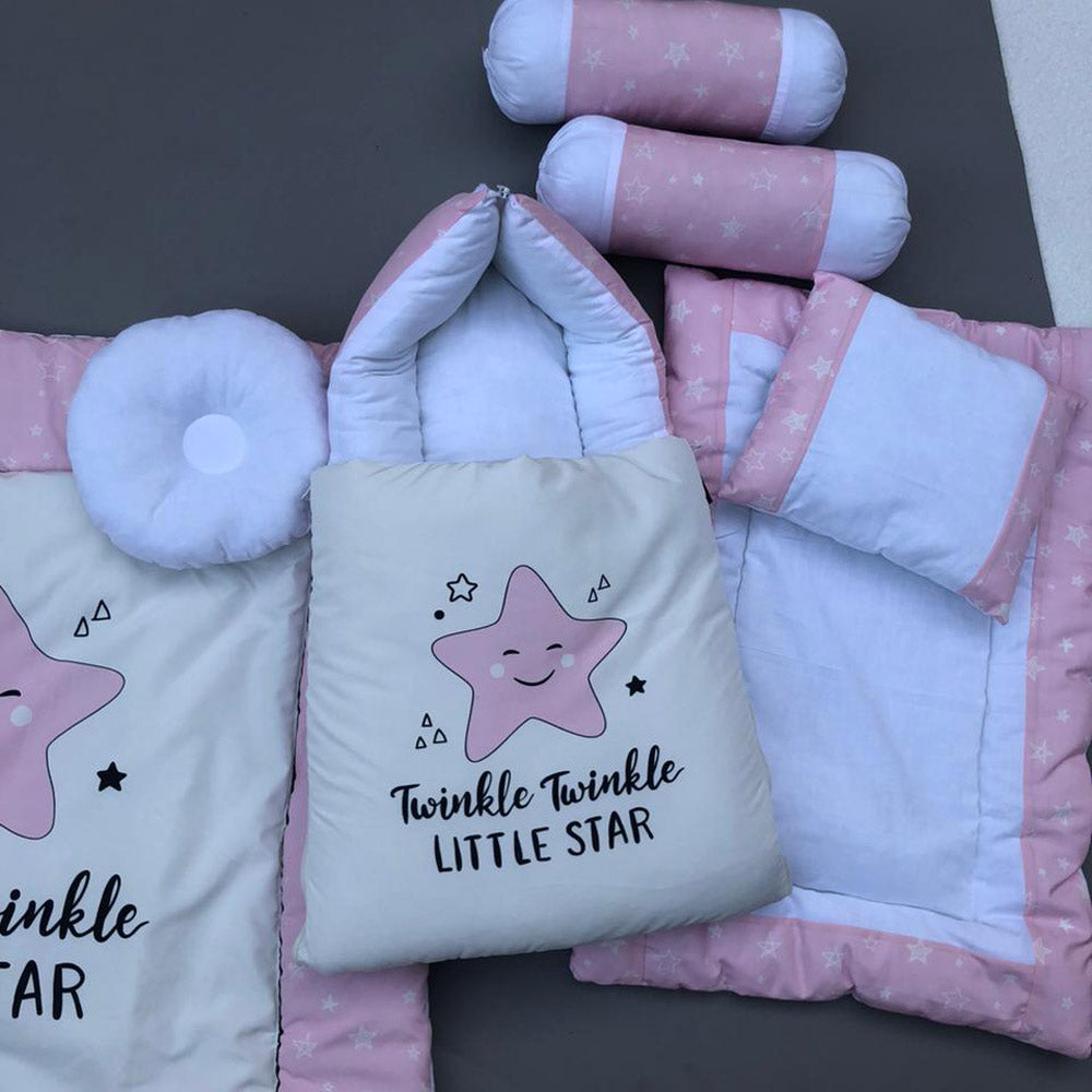 7Pcs Bedding Set - Twinkle Pink Design