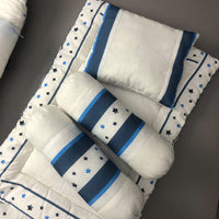7Pcs Bedding Set - Air Balloon Blue Design