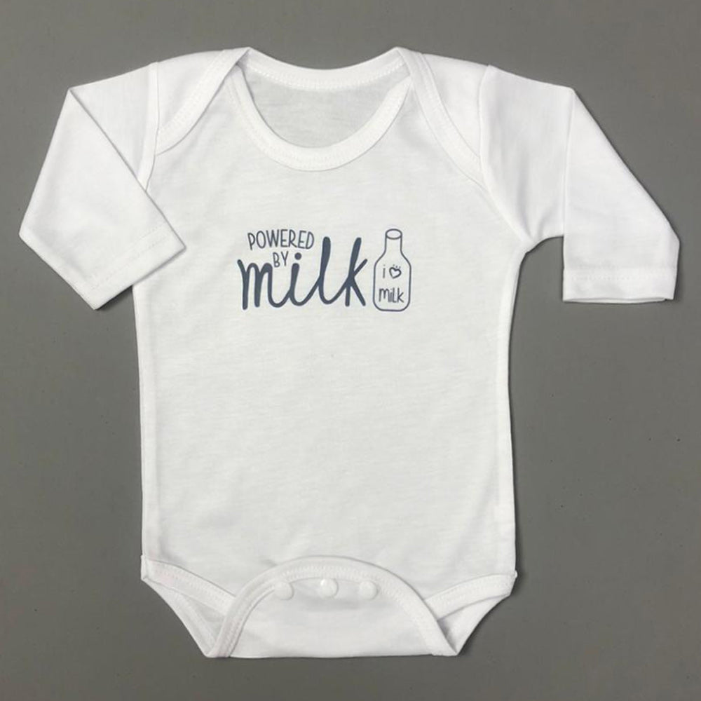 Baby Romper White Milk Design - Full Sleeves