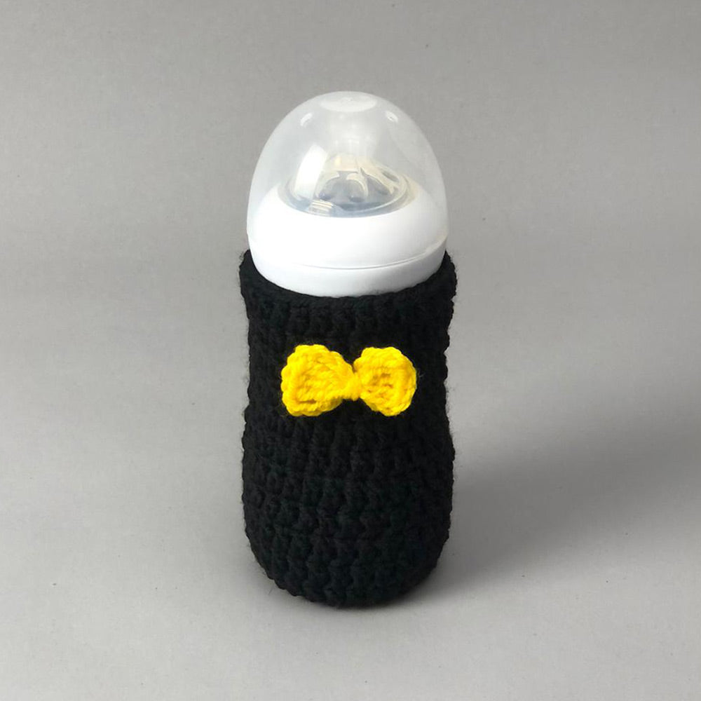 Handmade Crochet Feeder Cover - Black Bow Design