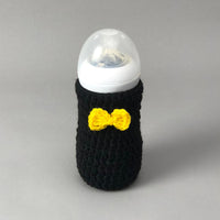 Handmade Crochet Feeder Cover - Black Bow Design