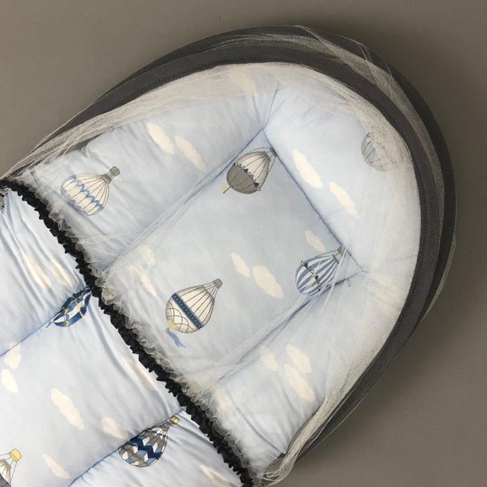 Mosquito Bed Net - Blue Air Balloon Design