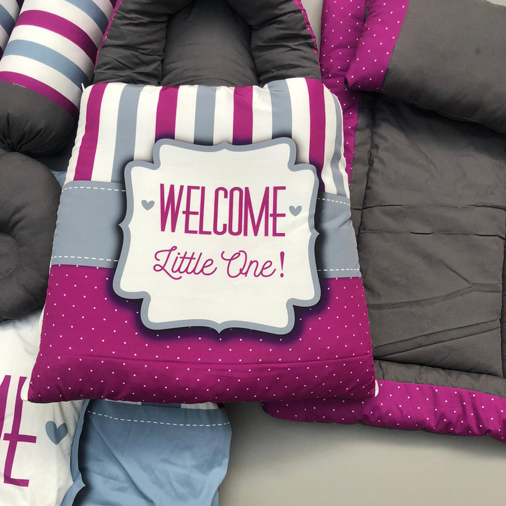 7Pcs Bedding Set - Welcome Purple Design