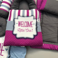 7Pcs Bedding Set - Welcome Purple Design