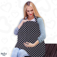Feeding Apron / Nursing Cover – Navy Polka Dot Print