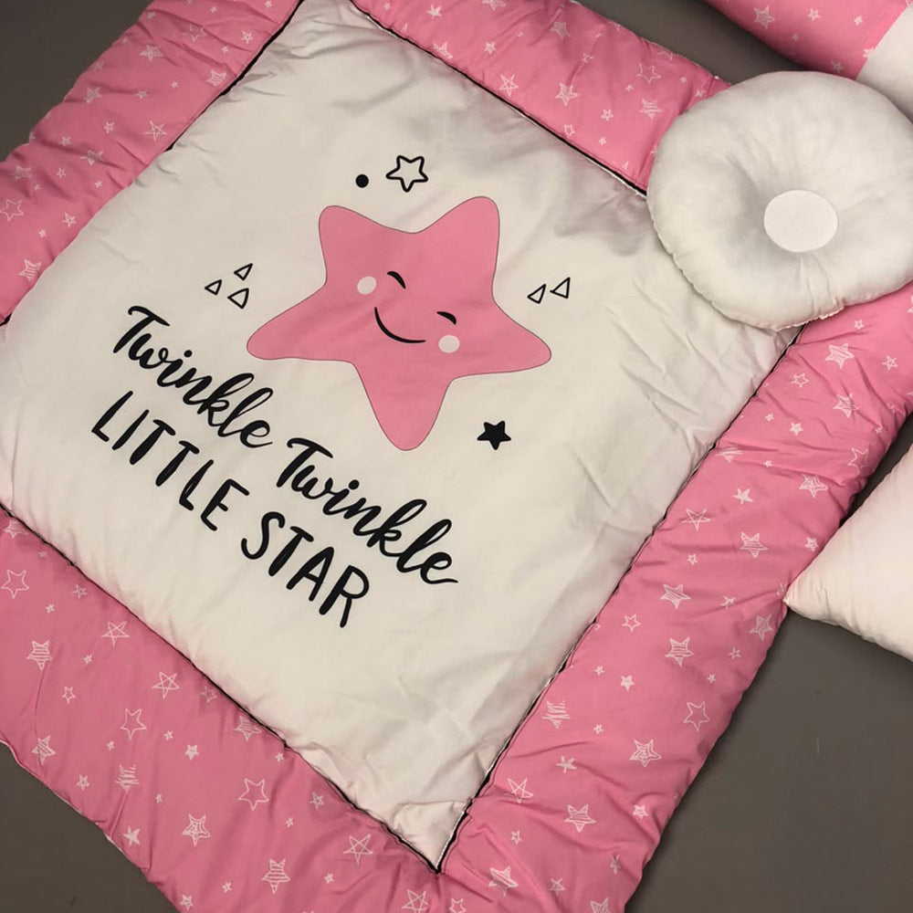 7Pcs Bedding Set - Twinkle Pink Design