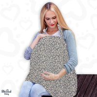 Feeding Apron / Nursing Cover – Slate Blue Ditsy Vine Print