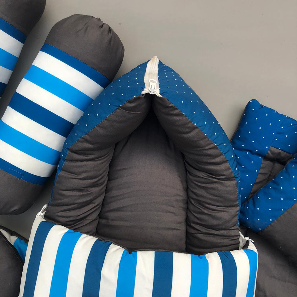 7Pcs Bedding Set - Welcome Blue Design