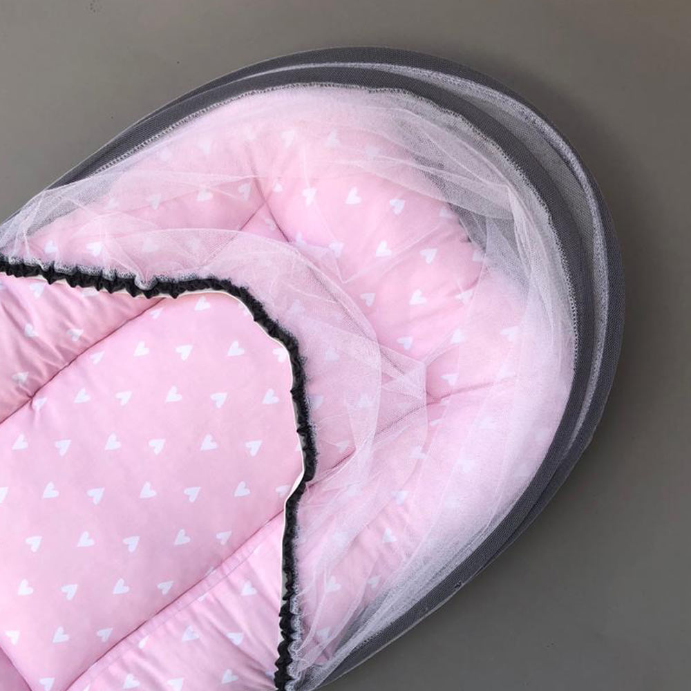 Mosquito Bed Net - Pink Hearts Design