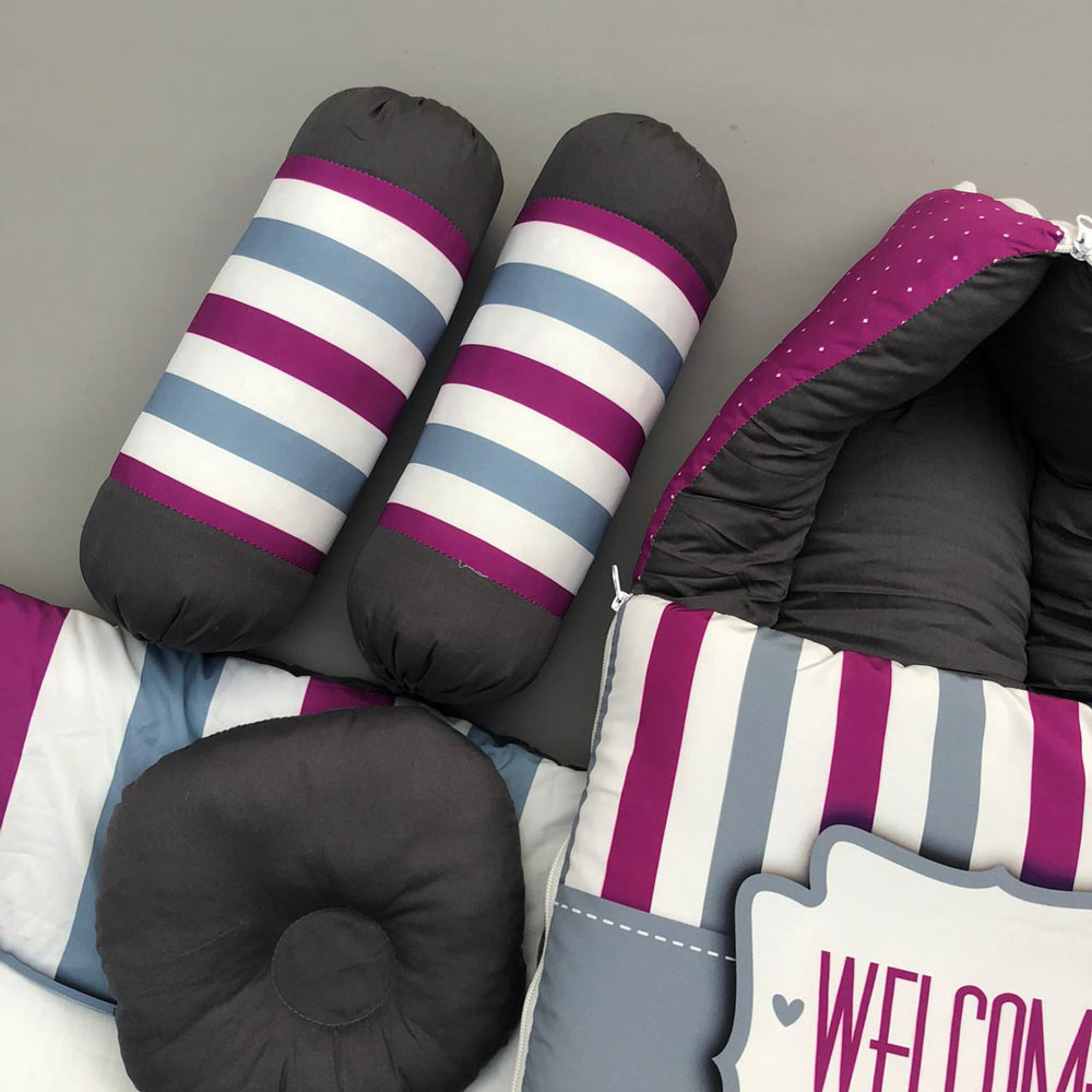 7Pcs Bedding Set - Welcome Purple Design