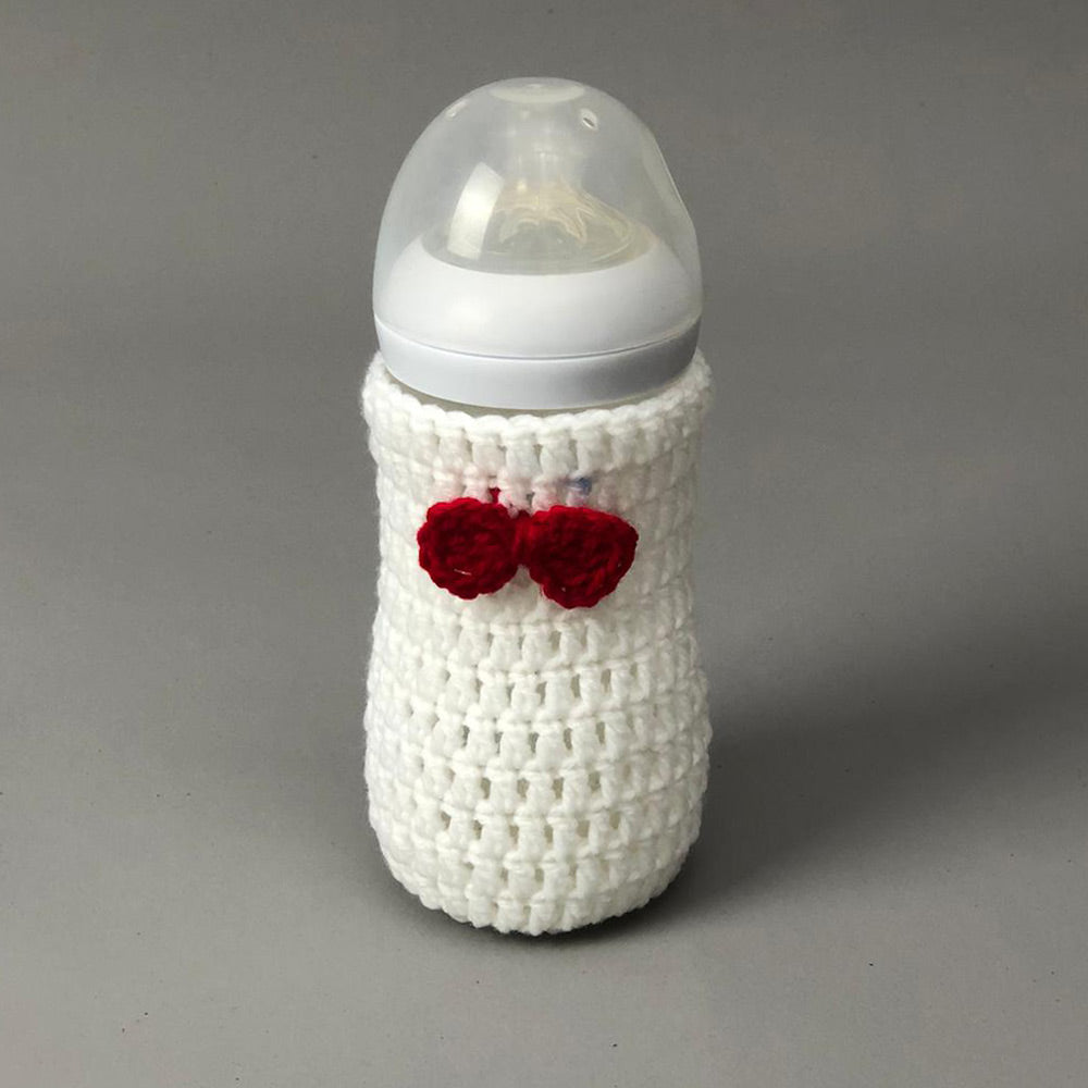 Handmade Crochet Feeder Cover - White Bow Design