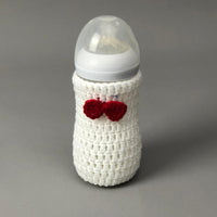 Handmade Crochet Feeder Cover - White Bow Design