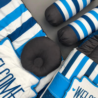 7Pcs Bedding Set - Welcome Blue Design