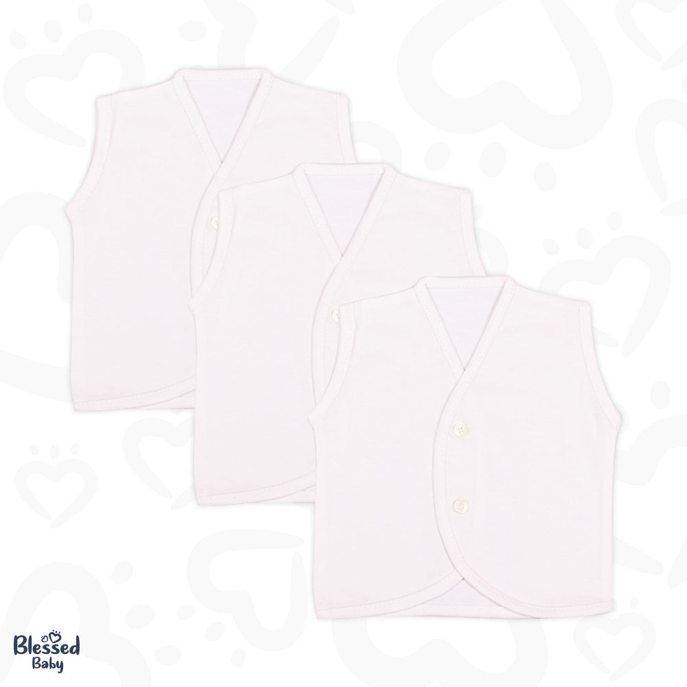 Front Open Vest For Baby (Pack Of 3) | Sleeveless