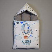 Baby Carry Nest – Customized Name Air Balloon Blue Design
