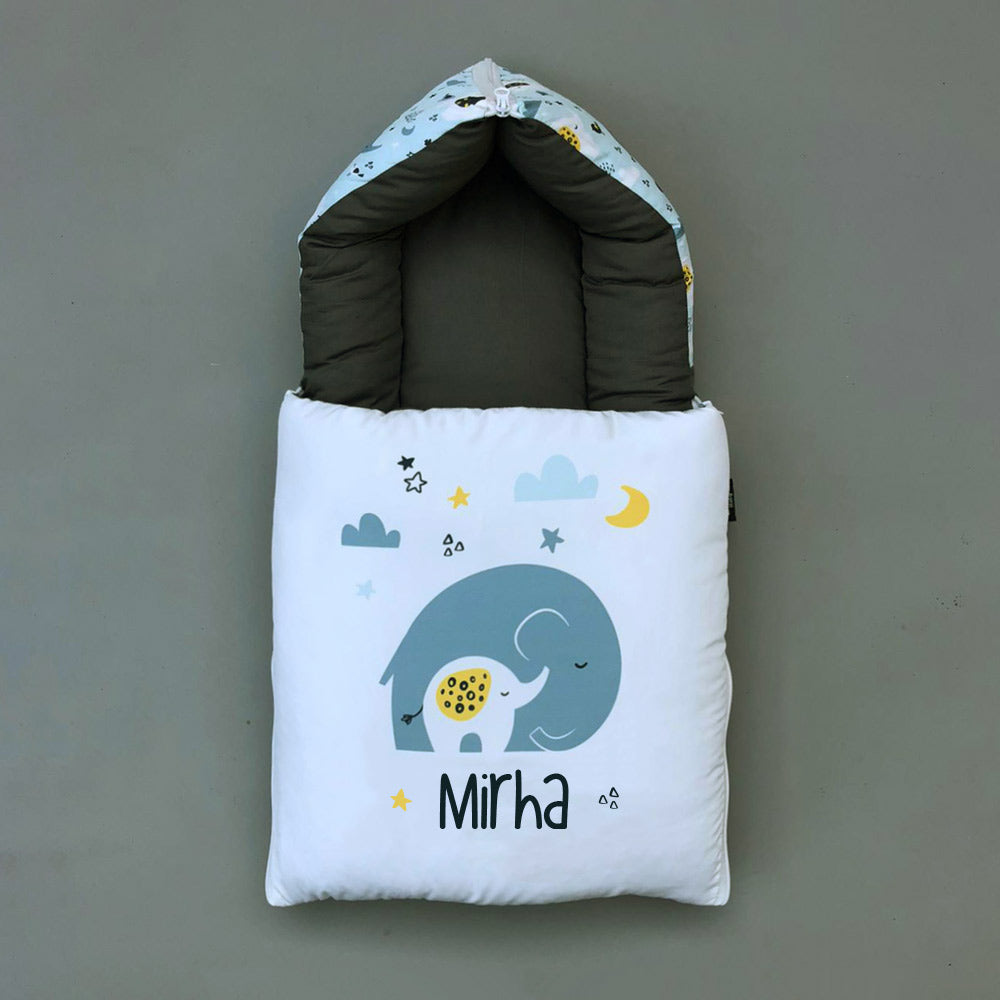 Baby Carry Nest – Customized Name Baby Elephant Design