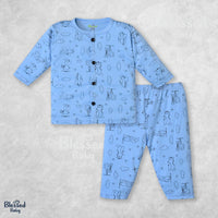 Night Suit For Baby – Airplane Theme Blue Design